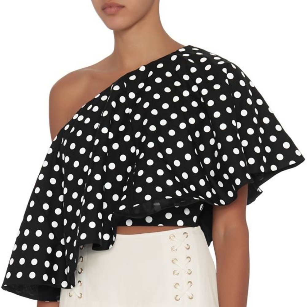 NWT Viva Aviva Polka Dot Shoulder‎ Top Sz M